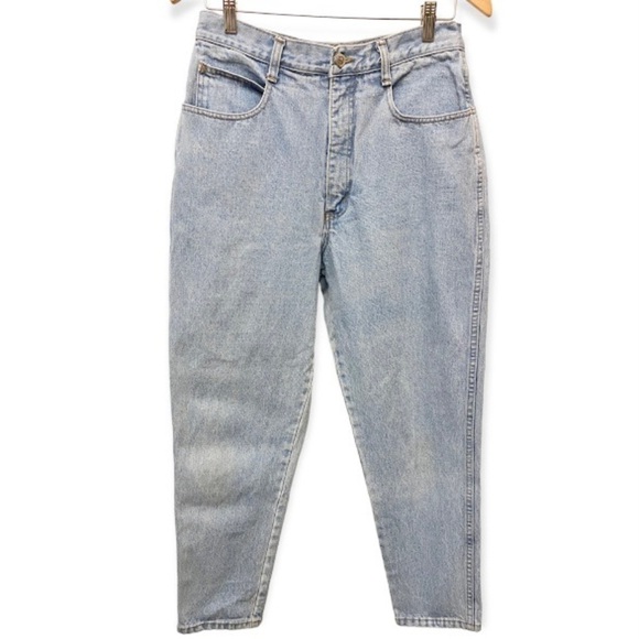 Bill Blass Sz 3 Vintage High Rise Mom Jeans Tapered Leg 100% Cotton Light Wash - Picture 1 of 13